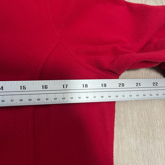 L.L. Bean Red Fleece Quarter-Zip Pullover with Navy Accents Vintage - Picture 7 of 7